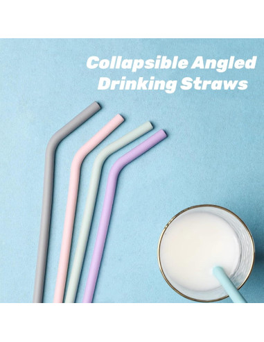 Juego de 10 Pajitas de Silicona Acshio Plegables Multicolor