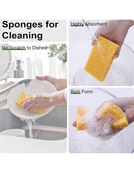 15 Esponjas de Celulosa TaShow Ecológicas para Cocina 10x6.3cm