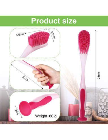 5 Cepillos de Lavado de Platos Boao con Mango Largo y Ventosa