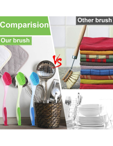 5 Cepillos de Lavado de Platos Boao con Mango Largo y Ventosa