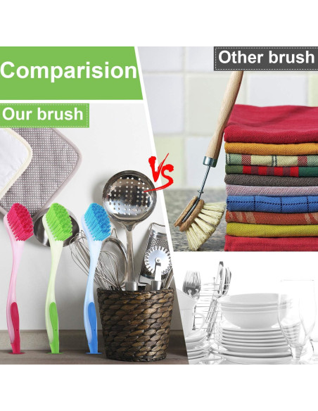 5 Cepillos de Lavado de Platos Boao con Mango Largo y Ventosa