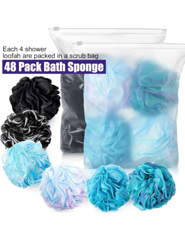 Paquete de 48 Esponjas de Baño Shellwei 50g Exfoliantes