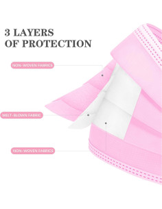 Mascarillas Desechables DC-BEAUTIFUL 100 Pcs 3 Capas Rosa 2