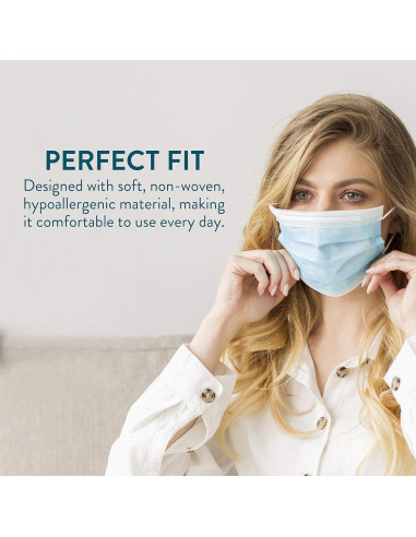 Paquete de 50 Mascarillas Desechables Alta 3 Capas Ajustables