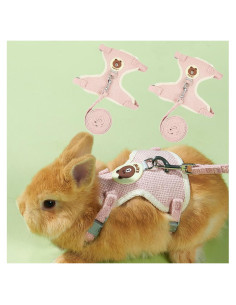 Conjunto Arnés y Correa Ajustable WEWAYKGJ para Conejos Rosa