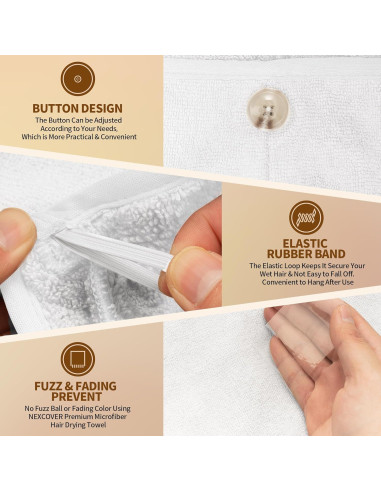 Toalla de Cabello NEXCOVER Microfibra Ultra Absorbente 2 Pzas