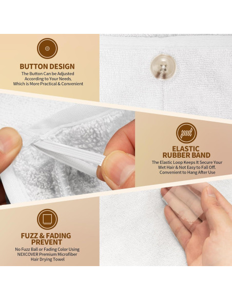 Toalla de Cabello NEXCOVER Microfibra Ultra Absorbente 2 Pzas