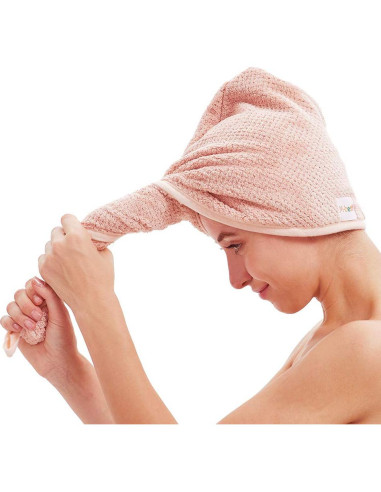 Paquete de 2 Toallas de Microfibra para Cabello Rosa y Beige