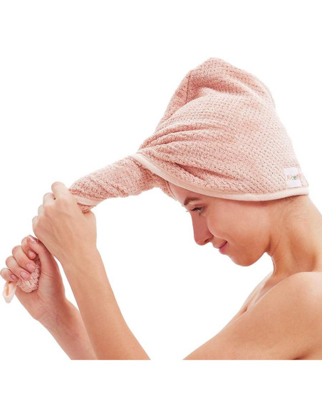 Paquete de 2 Toallas de Microfibra para Cabello Rosa y Beige