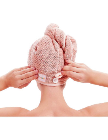 Paquete de 2 Toallas de Microfibra para Cabello Rosa y Beige