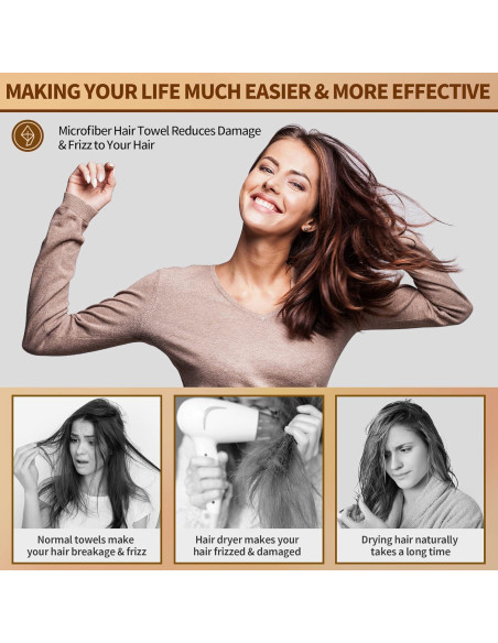 Toalla de Cabello NEXCOVER Microfibra Ultra Absorbente 2 Pzas