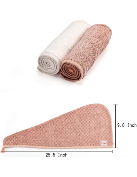 Paquete de 2 Toallas de Microfibra para Cabello Rosa y Beige