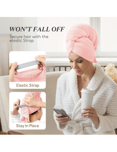 Toalla Envoltura Grande YFONG Microfibra Rosa 66.8x101.6 cm