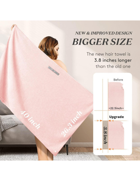 Toalla Envoltura Grande YFONG Microfibra Rosa 66.8x101.6 cm