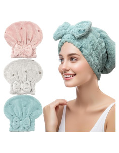 Toalla de Microfibra Jseng 3 Piezas Secado Rápido para Cabello