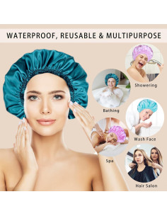Gorros de Ducha Reutilizables CHFONG 4 PCS Impermeables 2