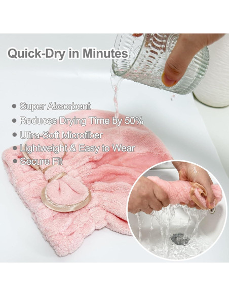 Toalla de Microfibra Jseng 3 Piezas Secado Rápido para Cabello