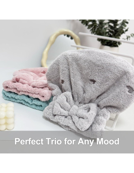 Toalla de Microfibra Jseng 3 Piezas Secado Rápido para Cabello