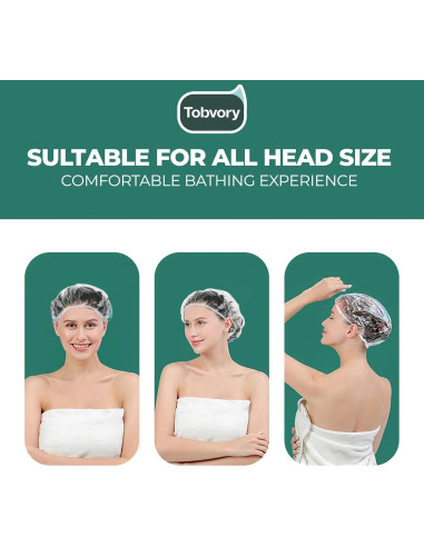 Gorros de Ducha Desechables Tobvory - 100 Unidades Impermeables
