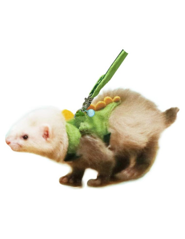 Arnés y Correa para Hurones Anelekor Dinosaurio Verde