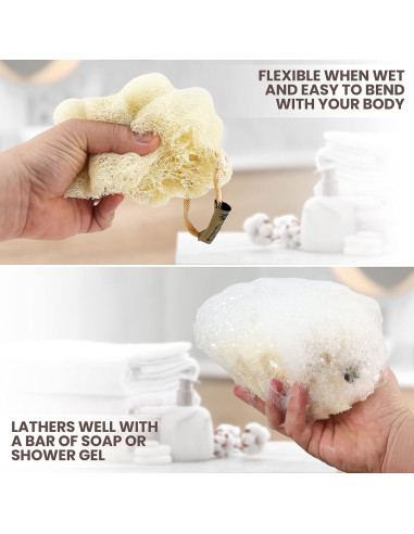 Esponjas de Lufa Natural Almooni - Exfoliantes de Ducha - 3 Unidades