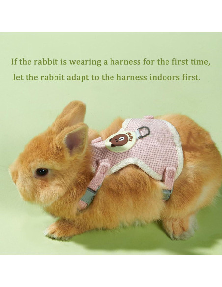 Conjunto Arnés y Correa Ajustable WEWAYKGJ para Conejos Rosa