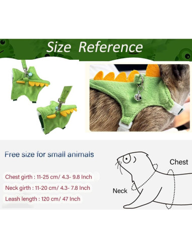 Arnés y Correa para Hurones Anelekor Dinosaurio Verde