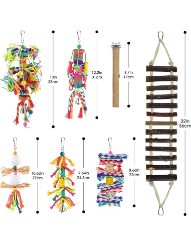 Juguetes para Aves KATUMO 7 en 1 - Escalera, Columpio y Perchas