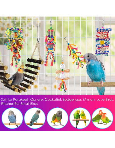 Juguetes para Aves KATUMO 7 en 1 - Escalera, Columpio y Perchas
