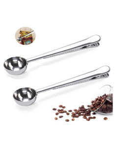 Paquete de 2 cucharas medidoras de acero inoxidable para café