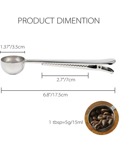 Paquete de 2 cucharas medidoras de acero inoxidable para café