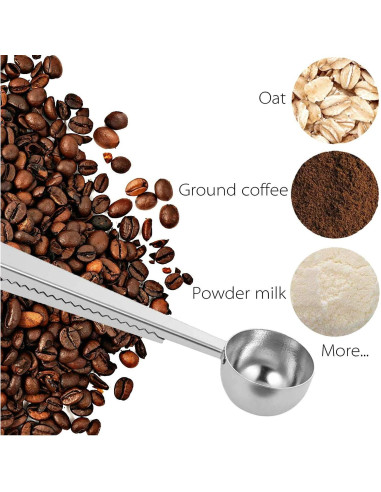 Paquete de 2 cucharas medidoras de acero inoxidable para café