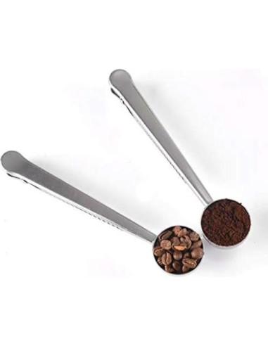Paquete de 2 cucharas medidoras de acero inoxidable para café
