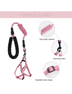 Arnés Ajustable para Mini Cerdo YeeBeny Rosa Tamaño M 2