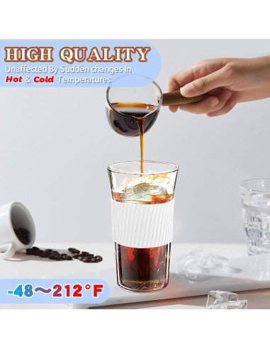 Juego de 2 Vasos de Vidrio Kftamoetly 16 oz con Tapas y Pajitas