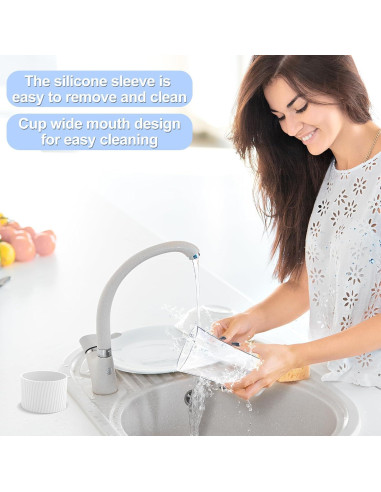 Juego de 2 Vasos de Vidrio Kftamoetly 16 oz con Tapas y Pajitas