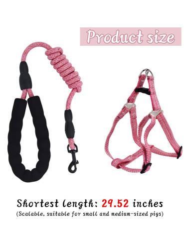 Arnés Ajustable para Mini Cerdo YeeBeny Rosa Tamaño M