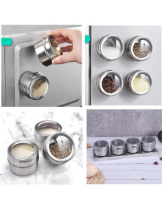 Conjunto de 4 Tarros de Especias Magnéticos EBIEFLY 16cm 2