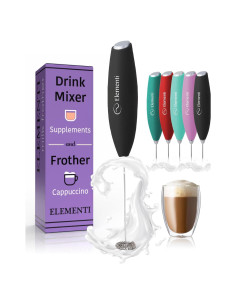 Mezclador de Bebidas Elementi Negro - Espumador de Leche y Batidor