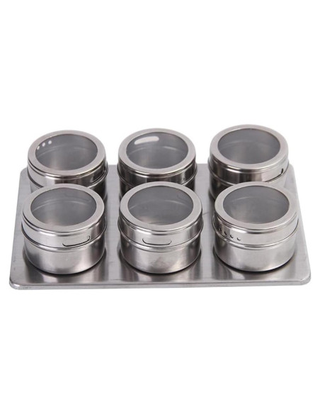 Set de 6 Latas Magnéticas para Especias XZJMY Acero Inoxidable