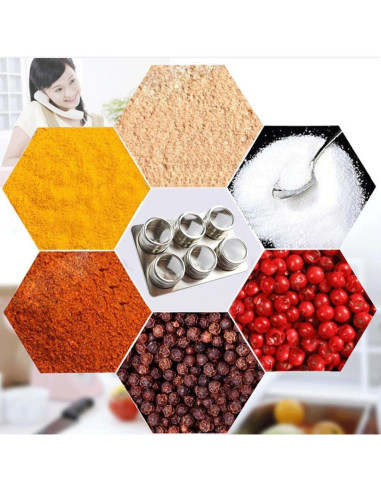 Set de 6 Latas Magnéticas para Especias XZJMY Acero Inoxidable