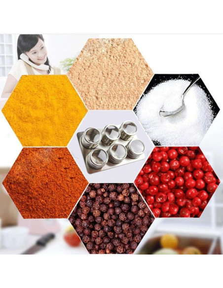 Set de 6 Latas Magnéticas para Especias XZJMY Acero Inoxidable