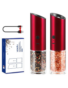 Molinillos Eléctricos de Sal y Pimienta Vzaahu Rojo - Recargables