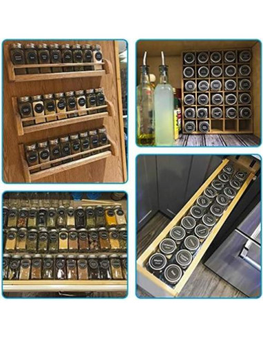 Juego de 14 Tarros de Especias de Vidrio AOZITA 118ml Cuadrados