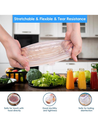 12 Tapas de Silicona Reutilizables MISSJOJIAY para Alimentos