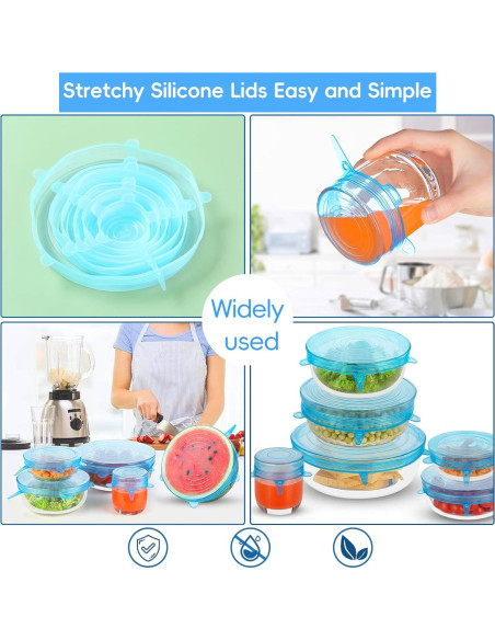 12 Tapas de Silicona Reutilizables MISSJOJIAY para Alimentos