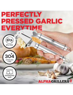 Prensa de Ajo Alpha Grillers de Acero Inoxidable con Pelador 2