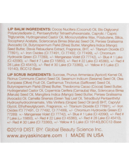 Tratamiento Labial 2 en 1 Avya - Exfoliante y Bálsamo 2g