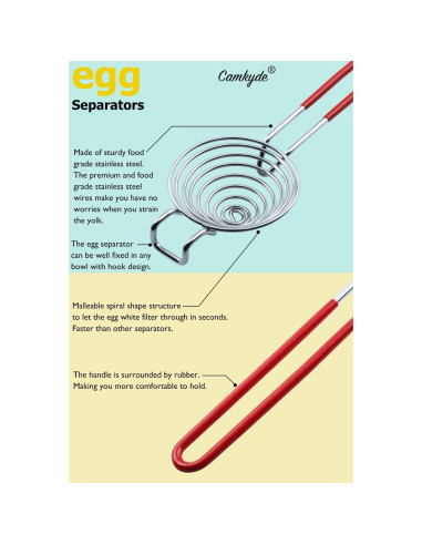 Separador de Huevos CAMKYDE Acero Inoxidable Rojo 0.095 kg