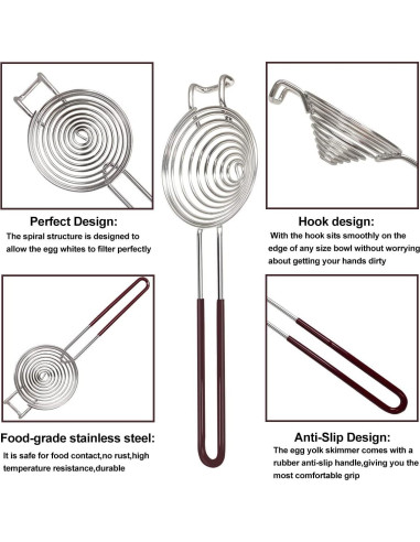 Separador de Yema y Clara de Huevo Yuntop Acero Inoxidable 25.5 cm